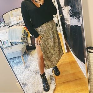 ASOS Leopard Print Maxi Skirt with Side Slit